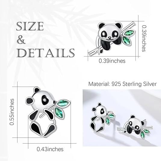 Stud Earrings for Women panda Stud pandaStud Gifts for Women Lightweight Birthday Valentine's Day Mothers Day Christmas Gift — image 2