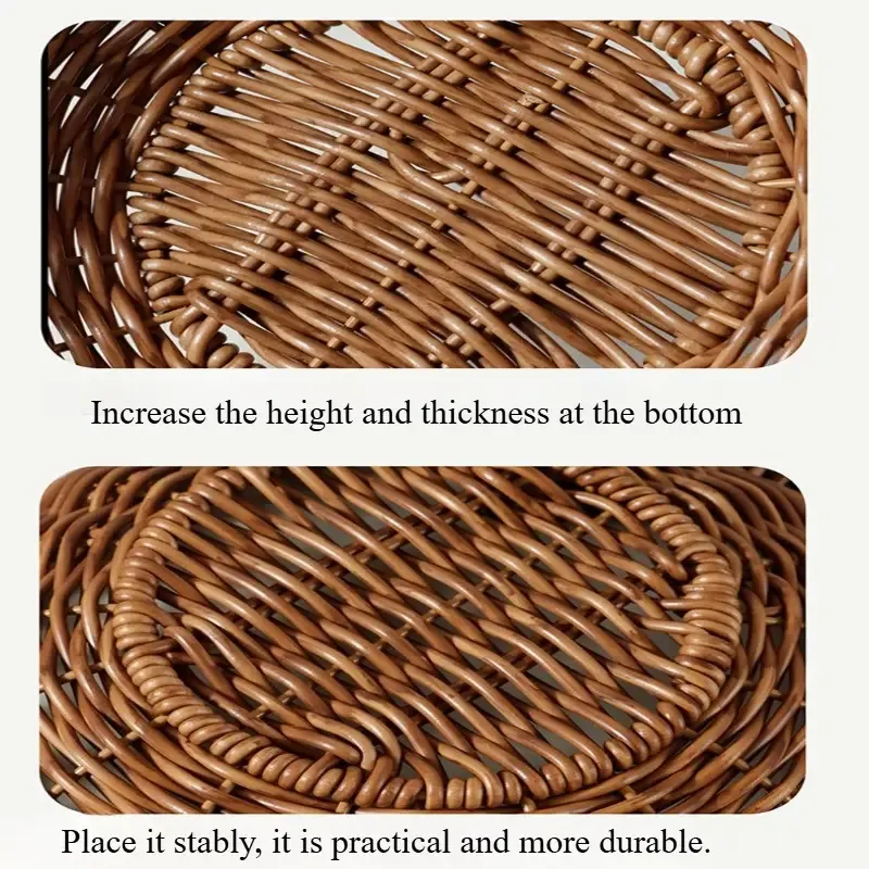 Floral Rattan-Look Woven Storage Basket 3-Piece Set | Eco-Friendly PP Material, Hand-Woven, One Basket for Fruits & Snacks, Stackable for Space-Saving Storage โ image 5