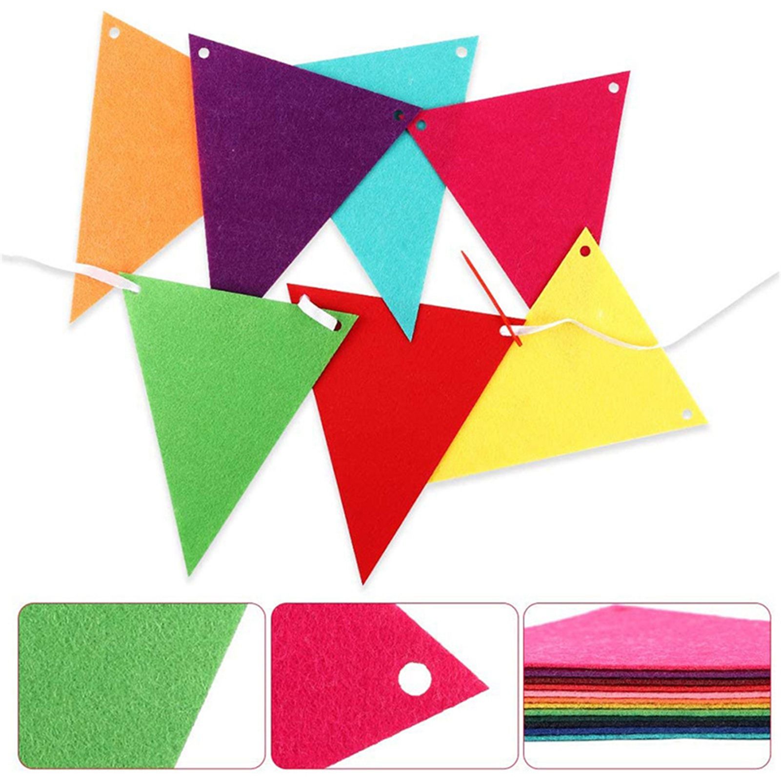 5pcs Party Banner Triquetrous Shape Felt Fabric 18 × 15 × 6cm Decorative Flag Pennants for Party Decoration Colored Flag — image 3