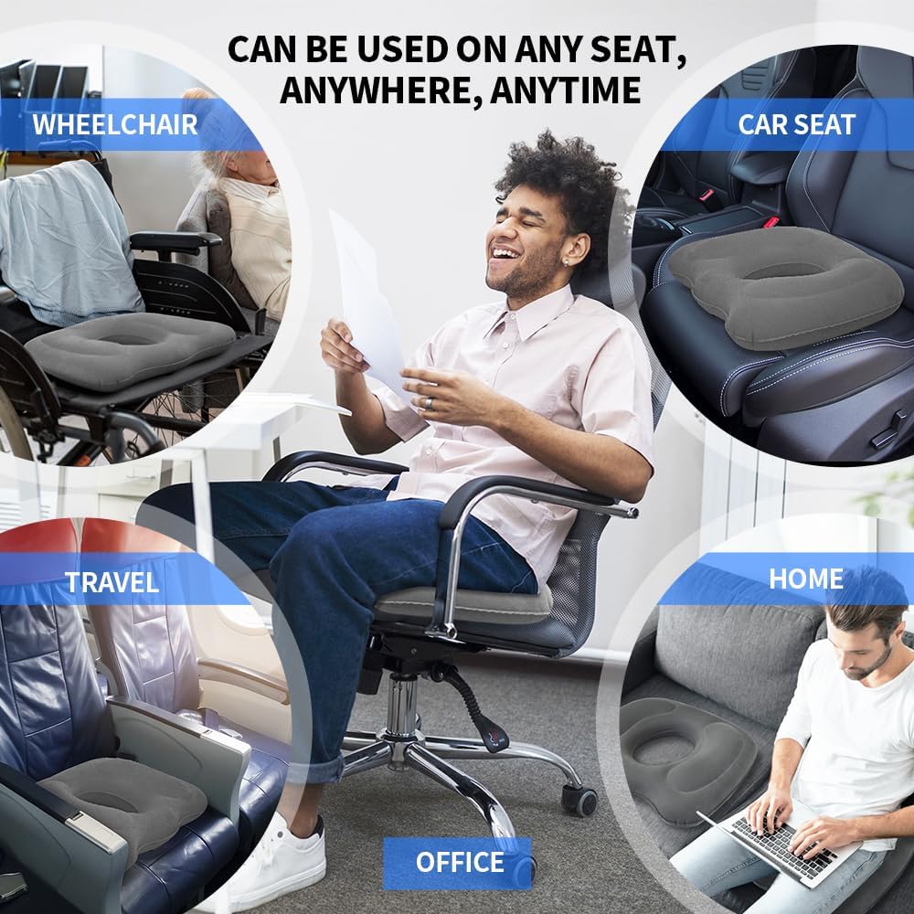 1 Piece Grey Anti-Slip Ring Cushion Chair Pad for Office Chair — image 2