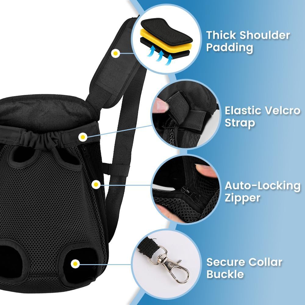 Dog Carrier Backpack Small Dog Carrier Pet Carrier Hands-Free Dog Carrier - Black / S — image 3