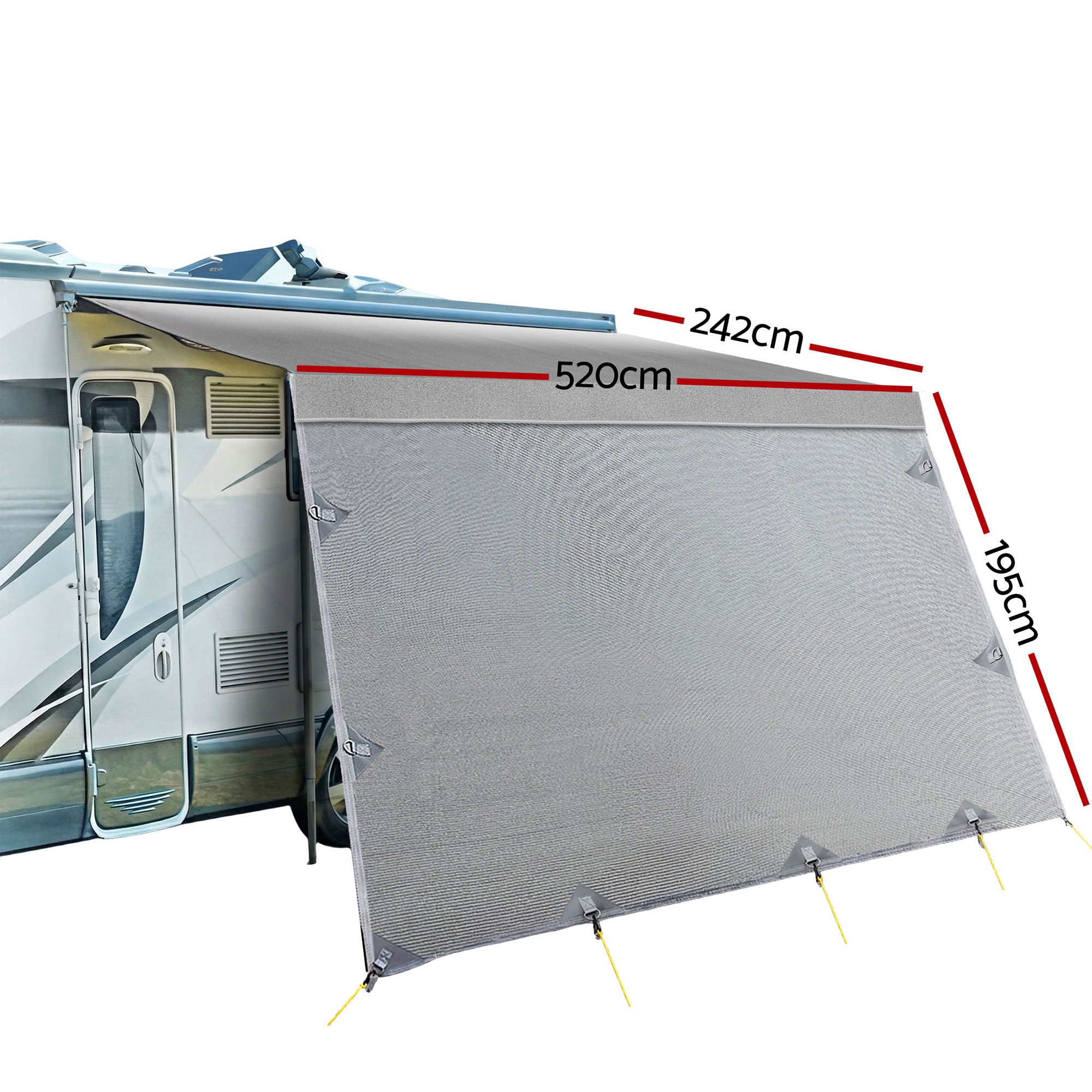 Weisshorn 18ft Caravan Awning Fabric & Privacy Screen RV Roll Out Sun Shade 5.2M — image 2