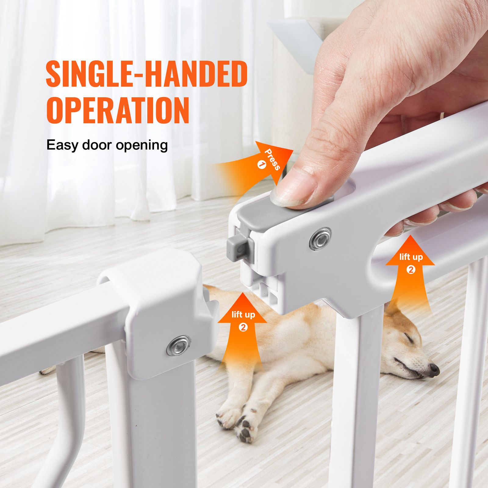 Baby Gate, 749-1229 mm Extra Wide, 762 mm High, Dog Gate for Stairs Doorways and House, Easy Step Walk Thru Auto Close Child Gate Pet Security Gate with — image 3