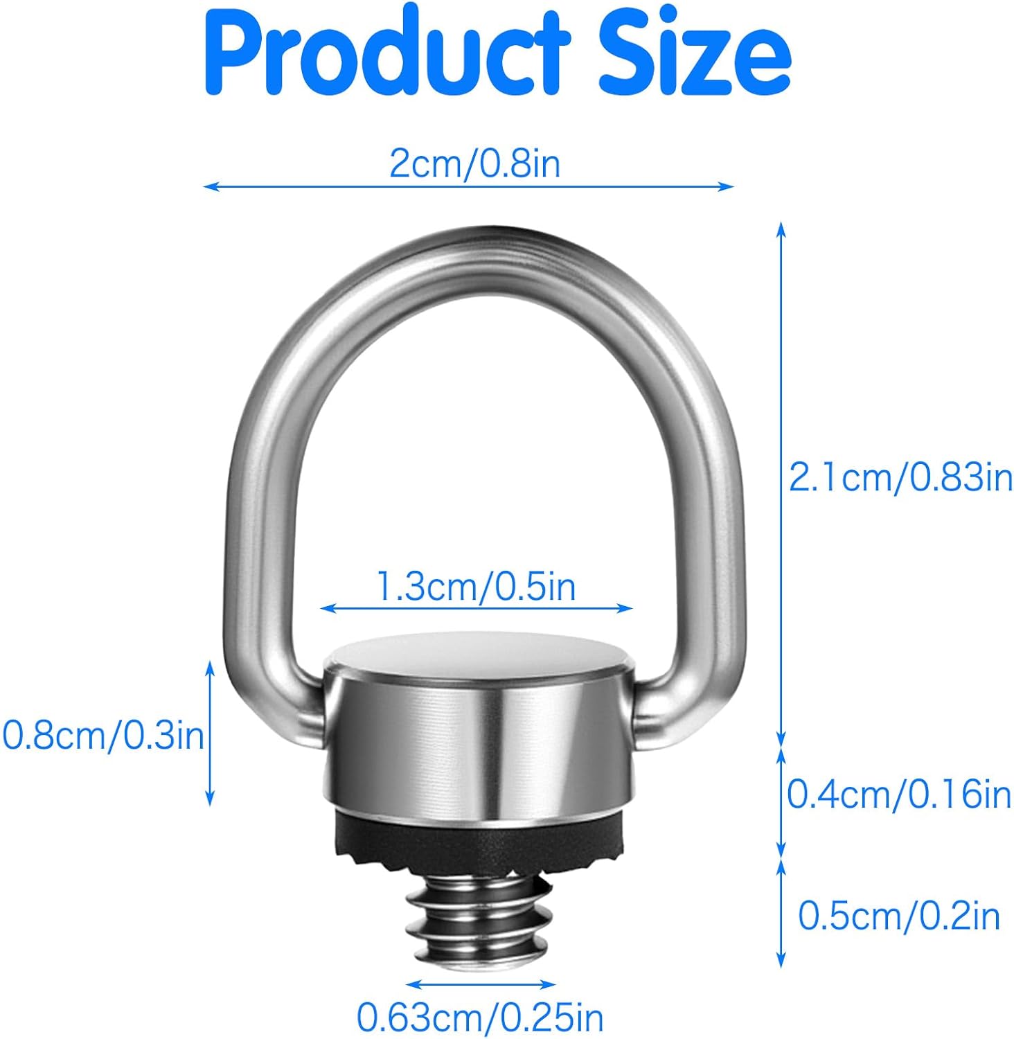 2 Pack D Ring Screw, 1/4"-20 Thread Camera Aluminum Alloy Fixing Screw with Rubber Padded Hinged Holder Quick Release Wrist Strap Sling Accessories for Tripod — image 5