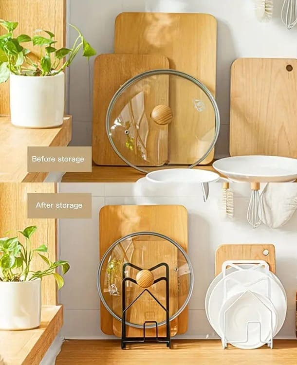 Metal Cutting Board Holder Dish Rack, 12.5x14.5x21.5 cm, Black — image 4