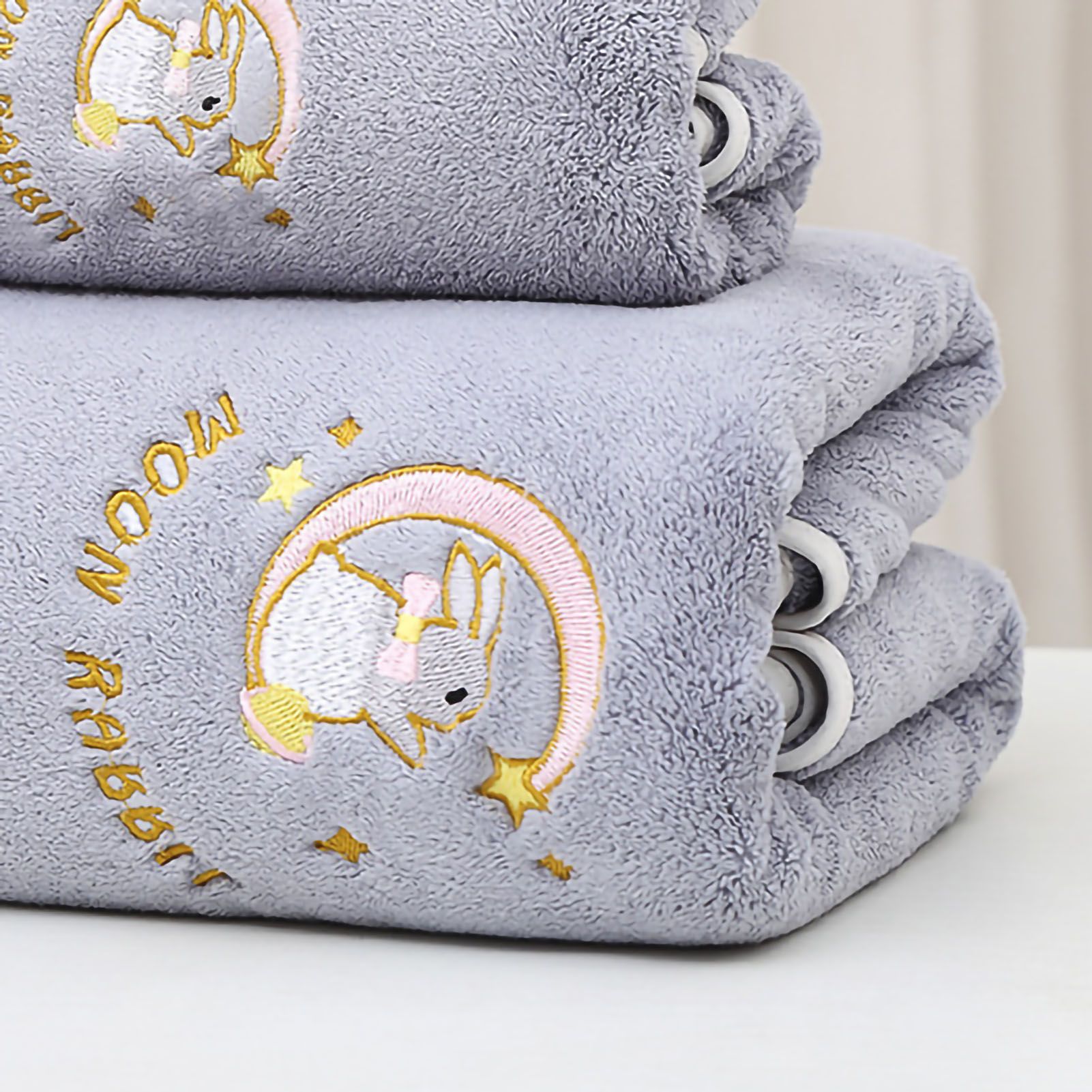 Bath Towel Coral Fleece Water Absorption Soft Thicken Shower Towel for Home Beach Grey 34x76 โ image 3