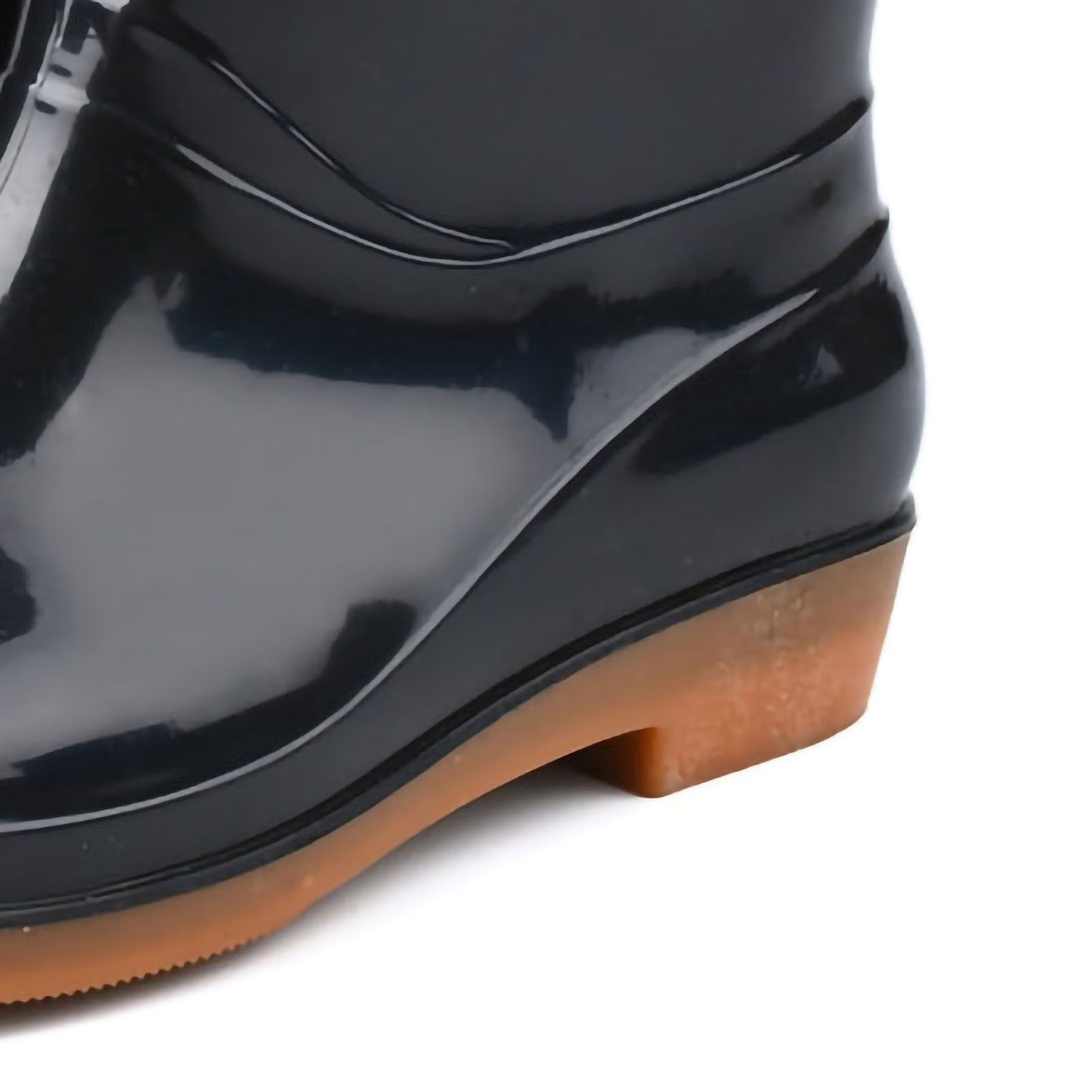 Womens Rain Boots Fashion Antiskid Short Rain Boot Round Head Radian PVC Plastic Rain Boots Black 38 โ image 4