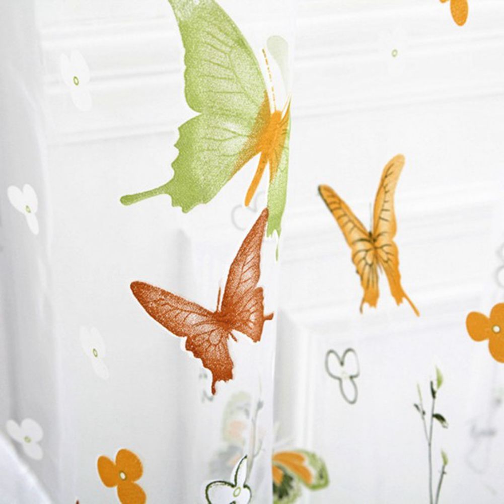 100 x 200 cm Butterfly Print Sheer Vintage Embroidery Voile Window Panels Yellow & Green — image 5