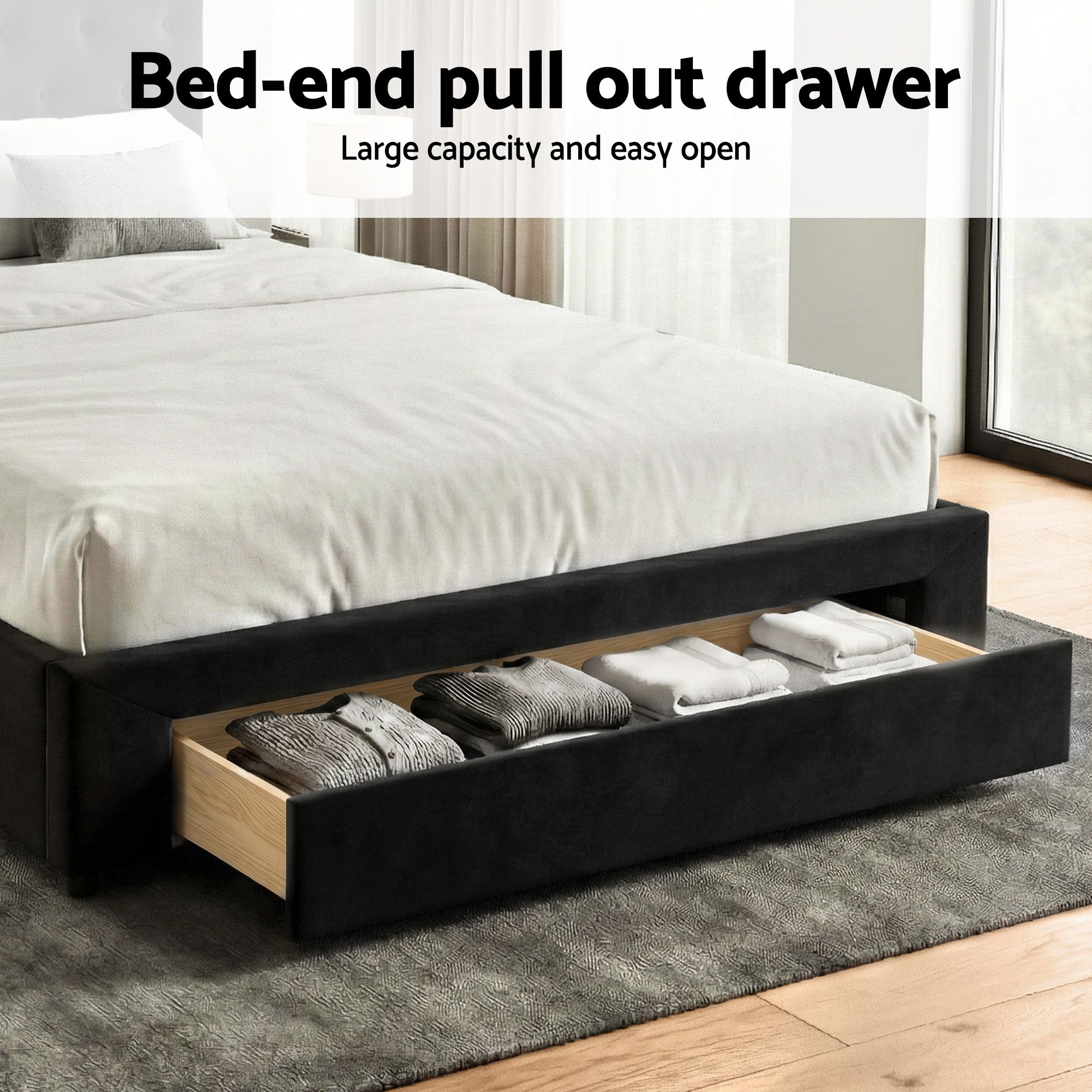 Artiss King Bed Frame Storage Charging Station Upholstered 3 Drawers USB Type-C โ image 6