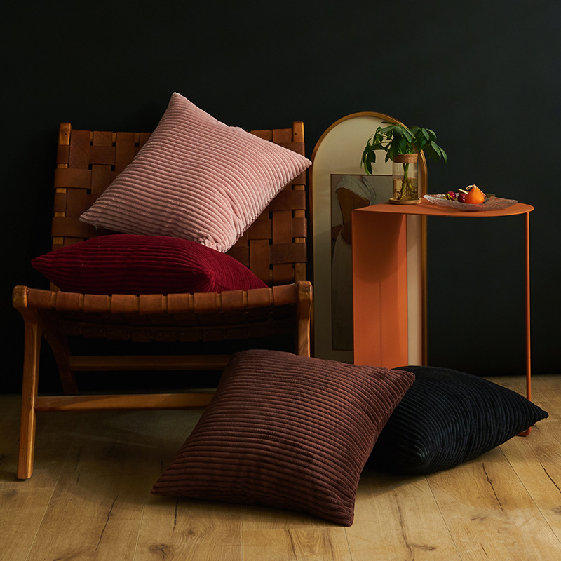 Dark Green Set of 4 Corduroy Pillow Covers - Solid Color Minimalist Throw Cushion Covers - 45 × 45cm (Pillow Inserts are NOT Included) — image 3