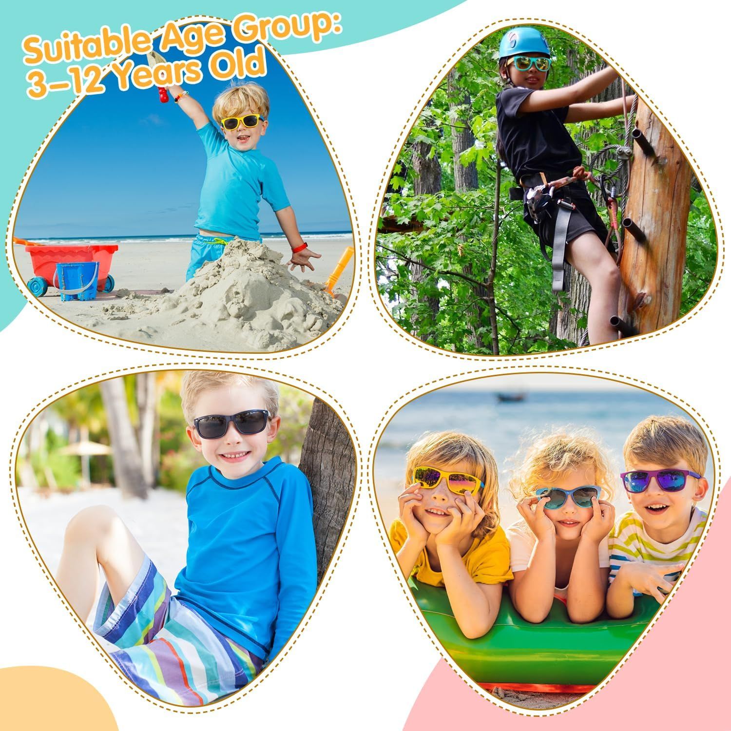 3 Pack Kids Sunglasses Set, Colourful Outdoor Eyewear for Dress Up, Parties, Holidays, Photography and Everyday Play — image 2