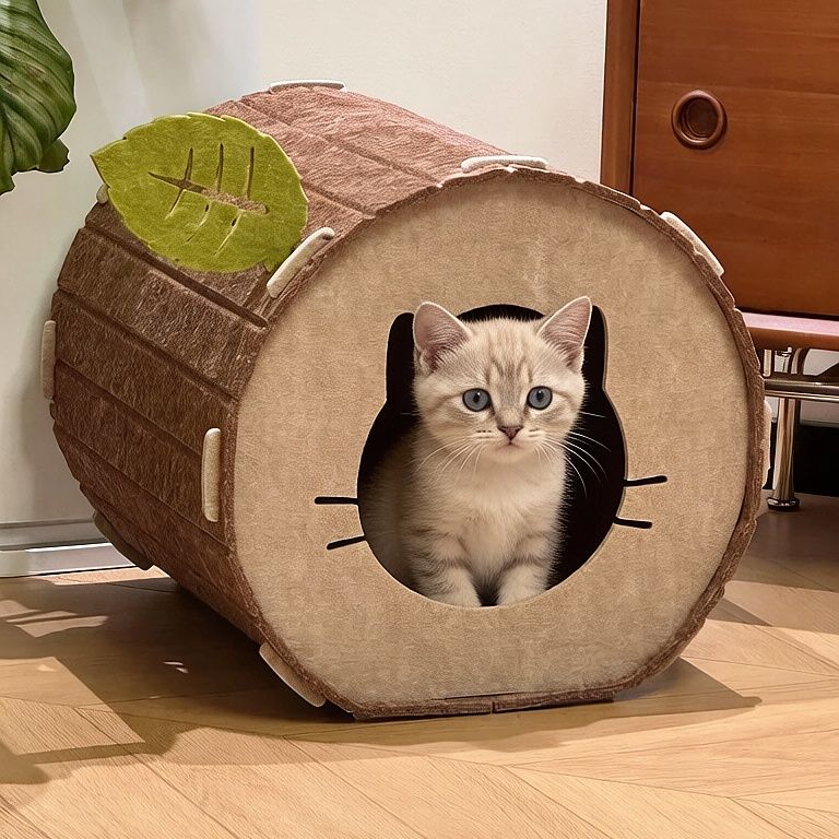 Tree Hollow Felt Cat Cave Cat Bed - Cozy Enclosed Sleeping and Resting Space for Indoor Cats โ image 2
