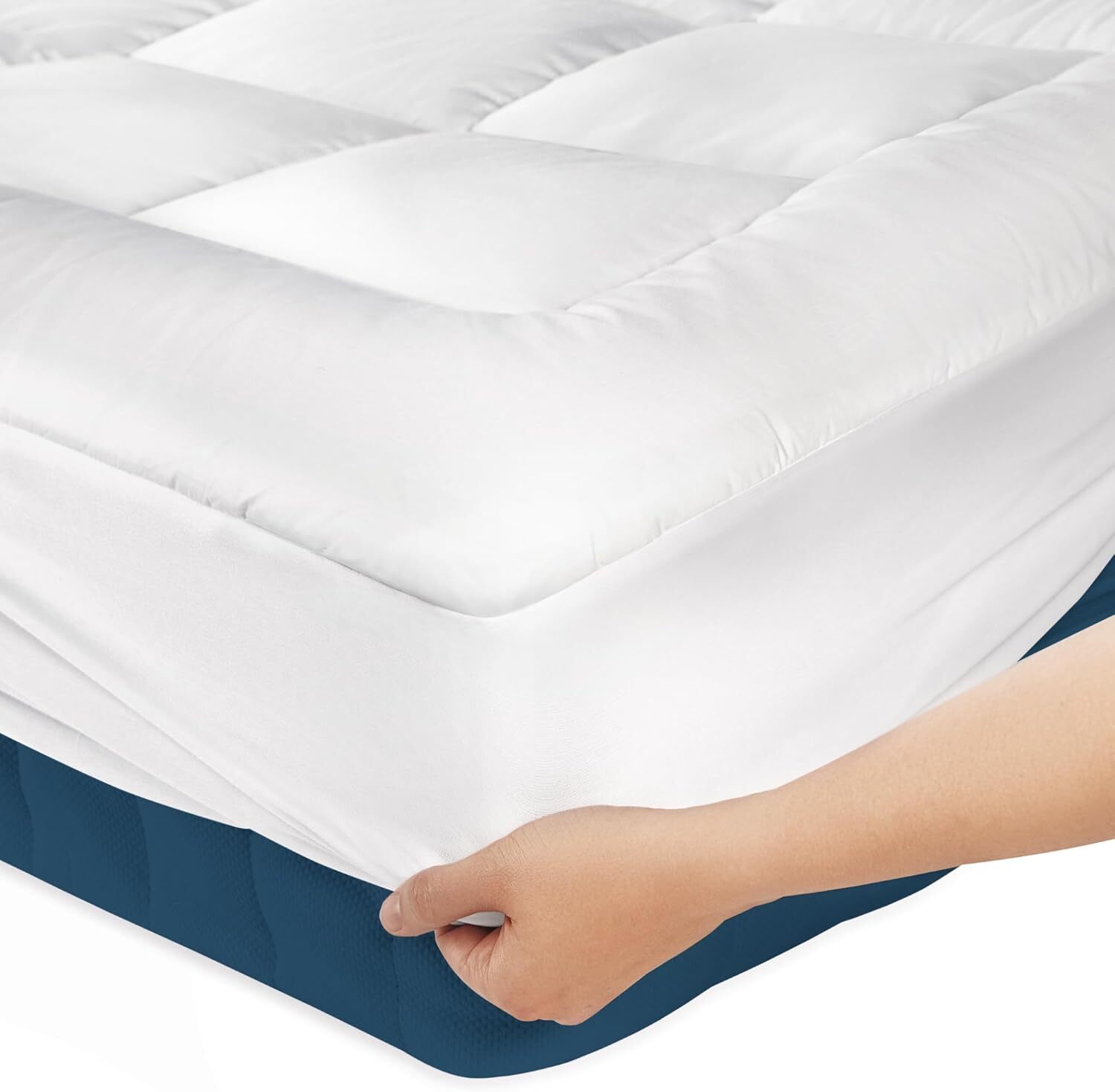 Luxury Mattress Topper Pillowtop Bedding Mat Pad Fitted Cover Underlay KING — image 4