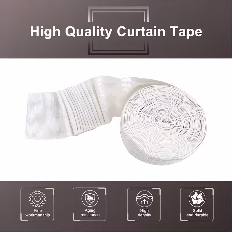 11 Yard x 3 Inch Wide Curtain Pleat Header Tape White Detachable 100% Polyester Curtain Heading Deep Pinch Tape Accessories Ribbons Pull for Window Treatments — image 5