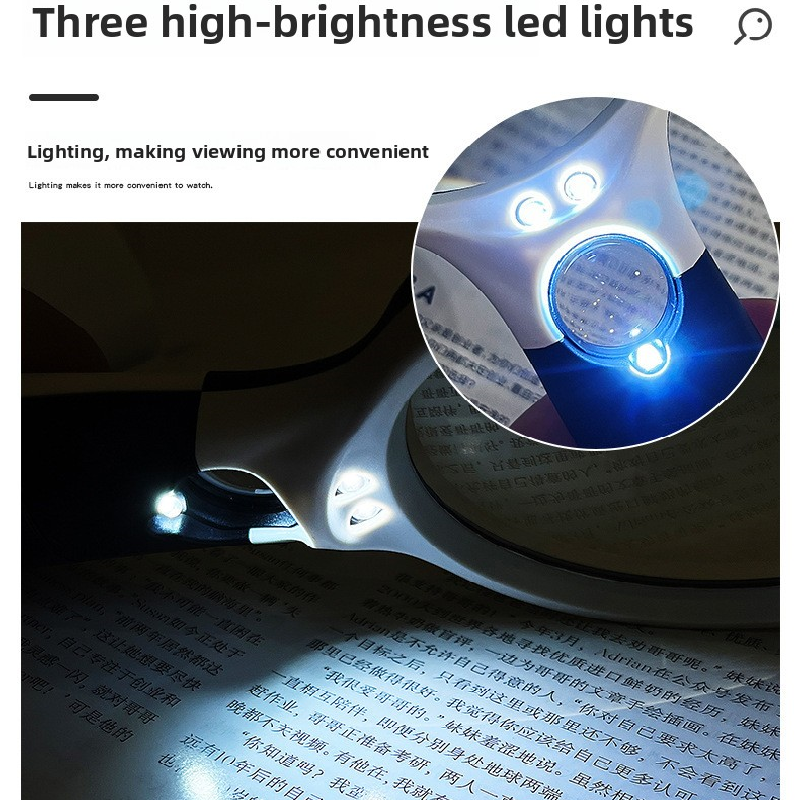 2 Pack Black and white Handheld LED Magnifying Glass 10x Zoom 70mm Lens Illuminated Reading Magnifier with Light for Seniors Low Vision Books Maps and Kids — image 4