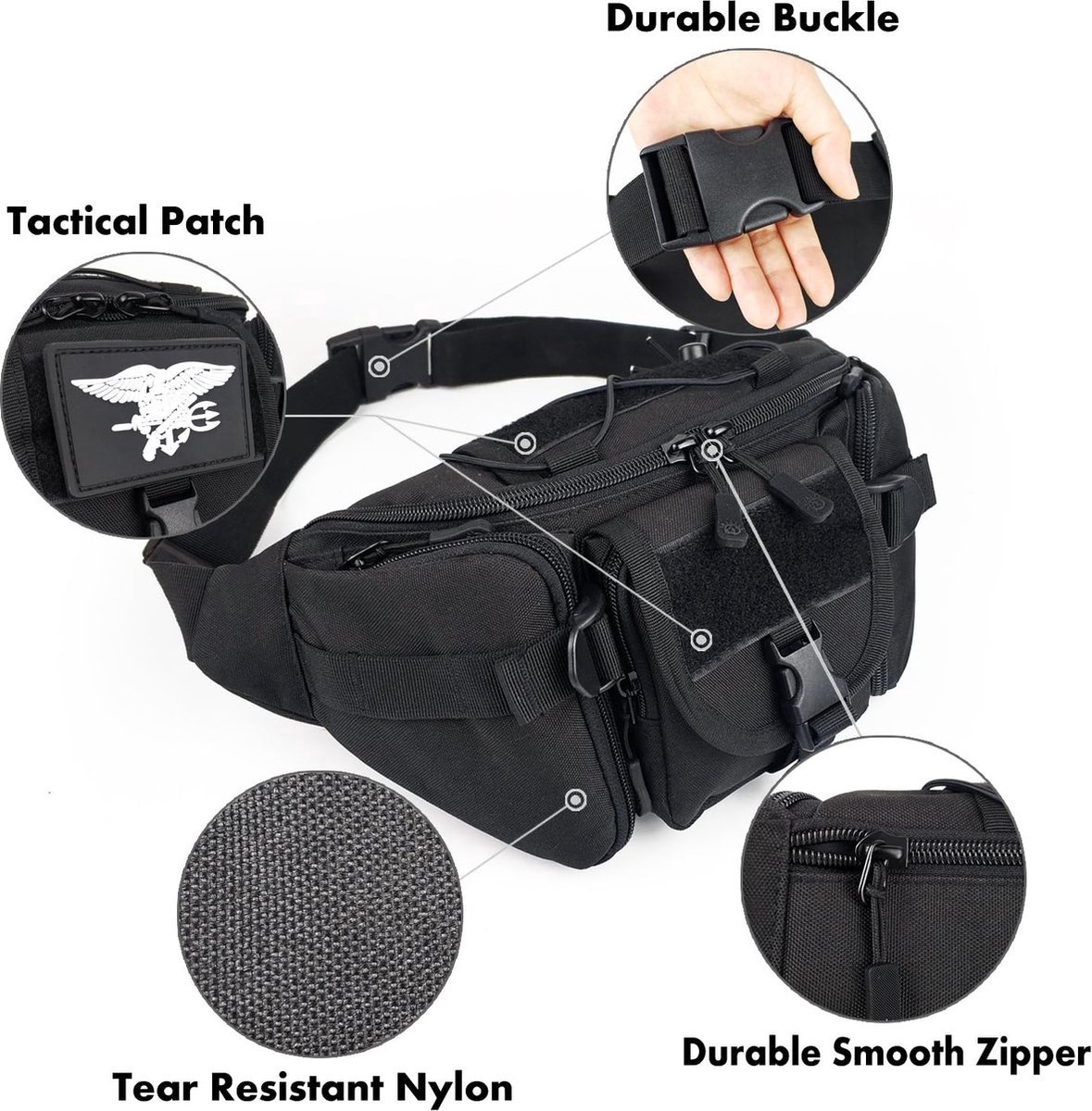 Waist Bag - Nylon Waist Bag - Waterproof - Large Capacity - Crossbody Bag - Multifunctional Sling Bag - Outdoor Anti-Theft - For Sports / Hiking / Cycling / — image 5