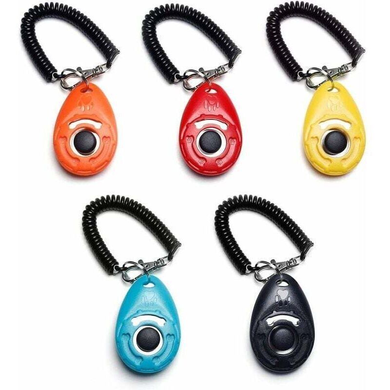 5 Pack Dog Clickers with Wrist Strap, Large Button Clicker, 5 Colors