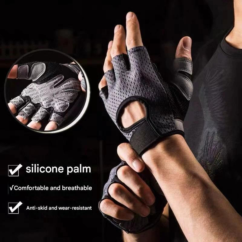 Black Half Finger Fitness Gloves - Anti-Slip Breathable Gym Training Gloves for Weightlifting Cycling(Size:XL) โ image 2