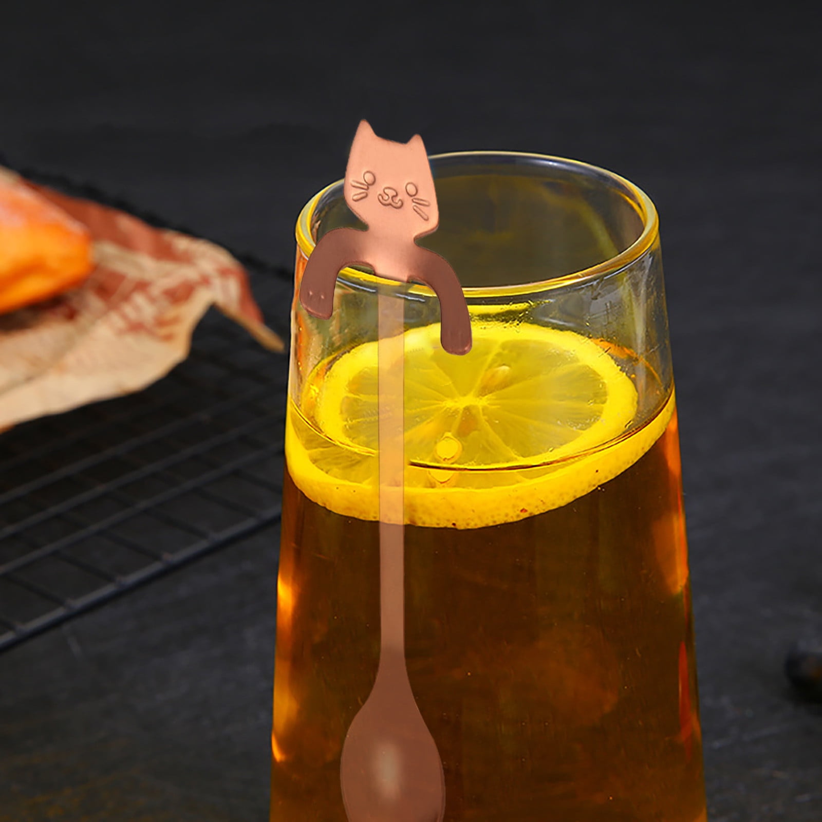 1 Piece Stainless Steel Cat Spoon, Short Handle Coffee and Dessert Spoon for Tea, Hot Chocolate and Kitchen Use, Rose Gold — image 6