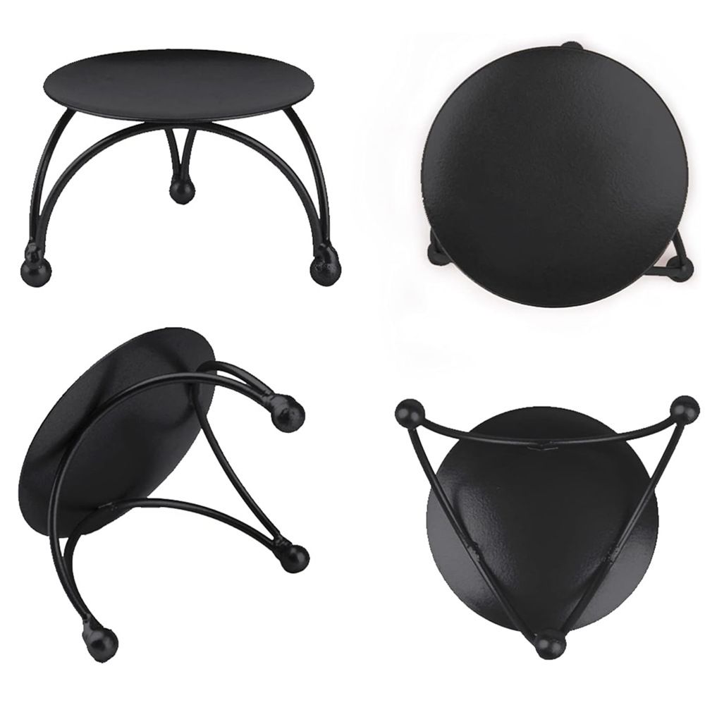 Black Candle Holder, Set of 3 Iron Pillar Candle Plate Small Decorative Small Candle Stick Holder Fit — image 2