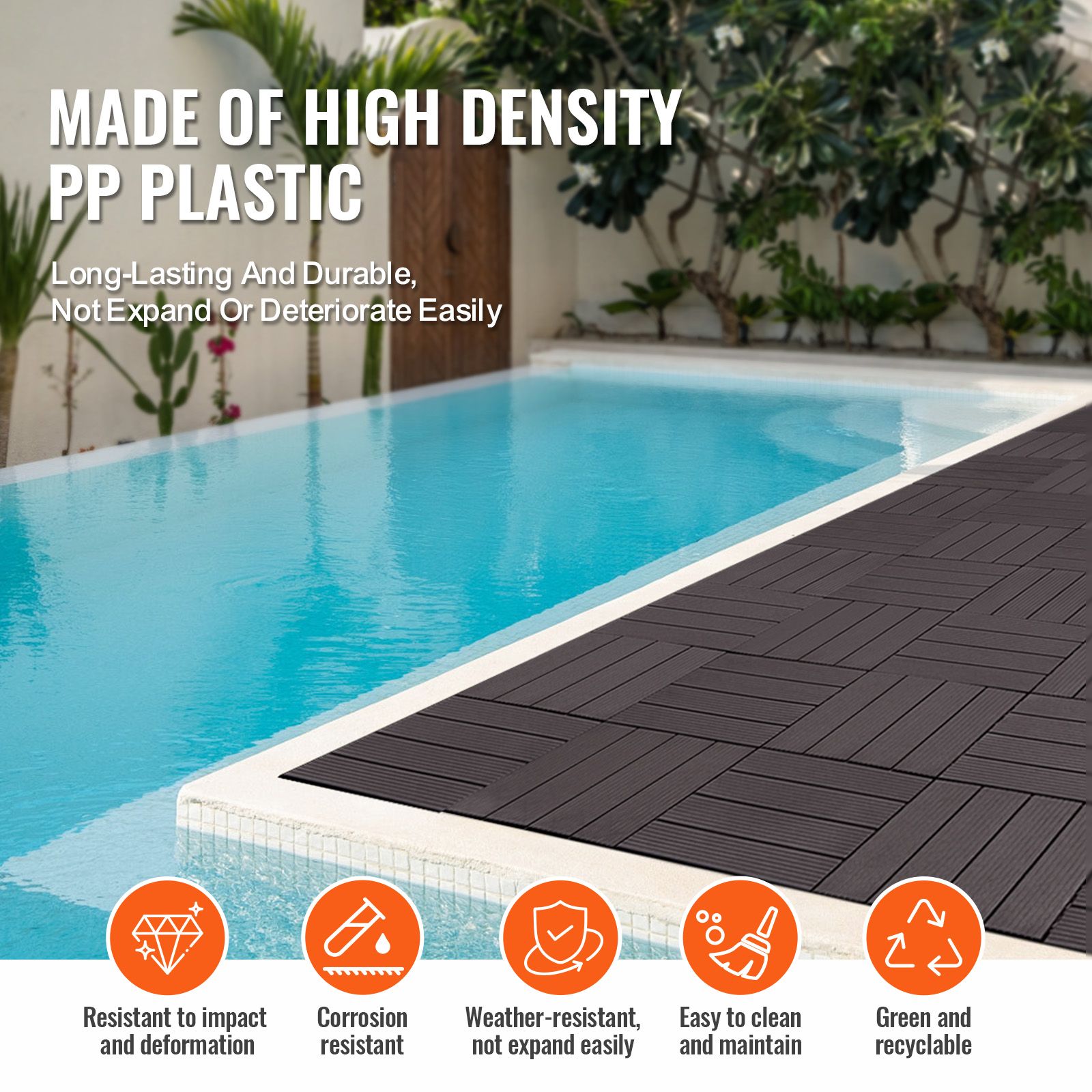 Interlocking Deck Tiles, 36 Pack,11.6"x11.6" 36 sq. ft Plastic Waterproof Outdoor Flooring All Weather Use, Patio Floor Decking Covering Tiles for Porch — image 6