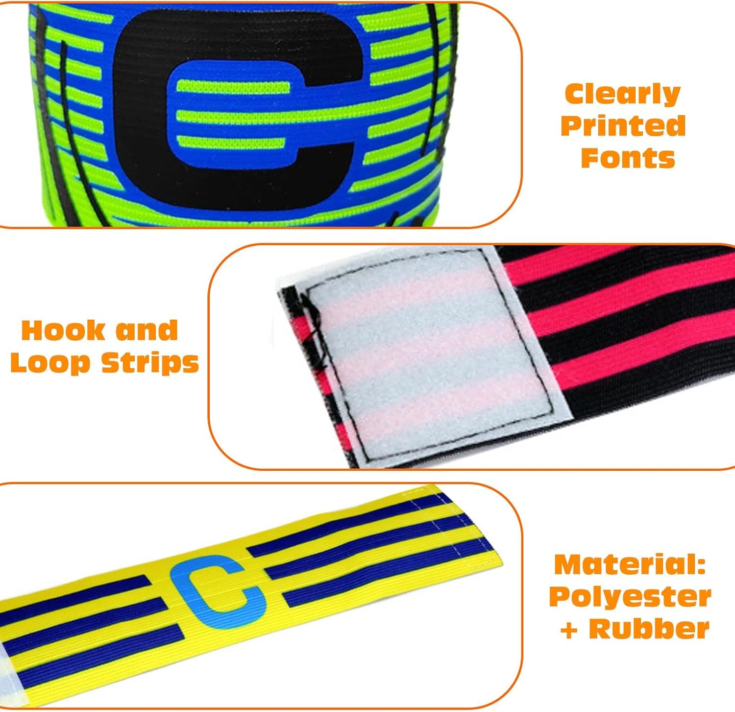 6 Piece Football Captain Armbands 6 Colors 3 Styles — image 4