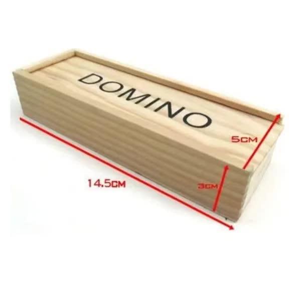 Traditional Domino Game - 28 pieces, wooden case with sliding lid for children and adults, black color, wooden game, educational aid โ image 2