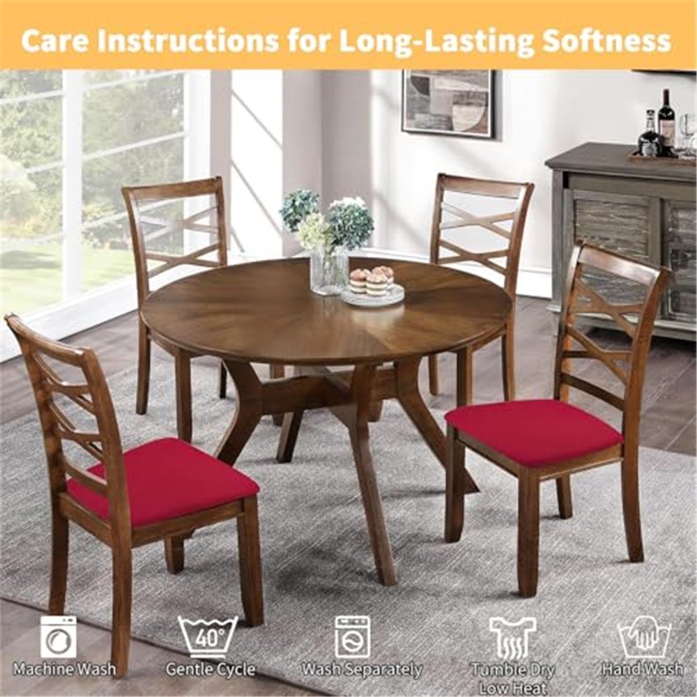 Seat Covers for Dining Room Chair Set of 4, Stretch Fit Removable Washable Chair Seat Cushion Protector Slipcovers Red โ image 4