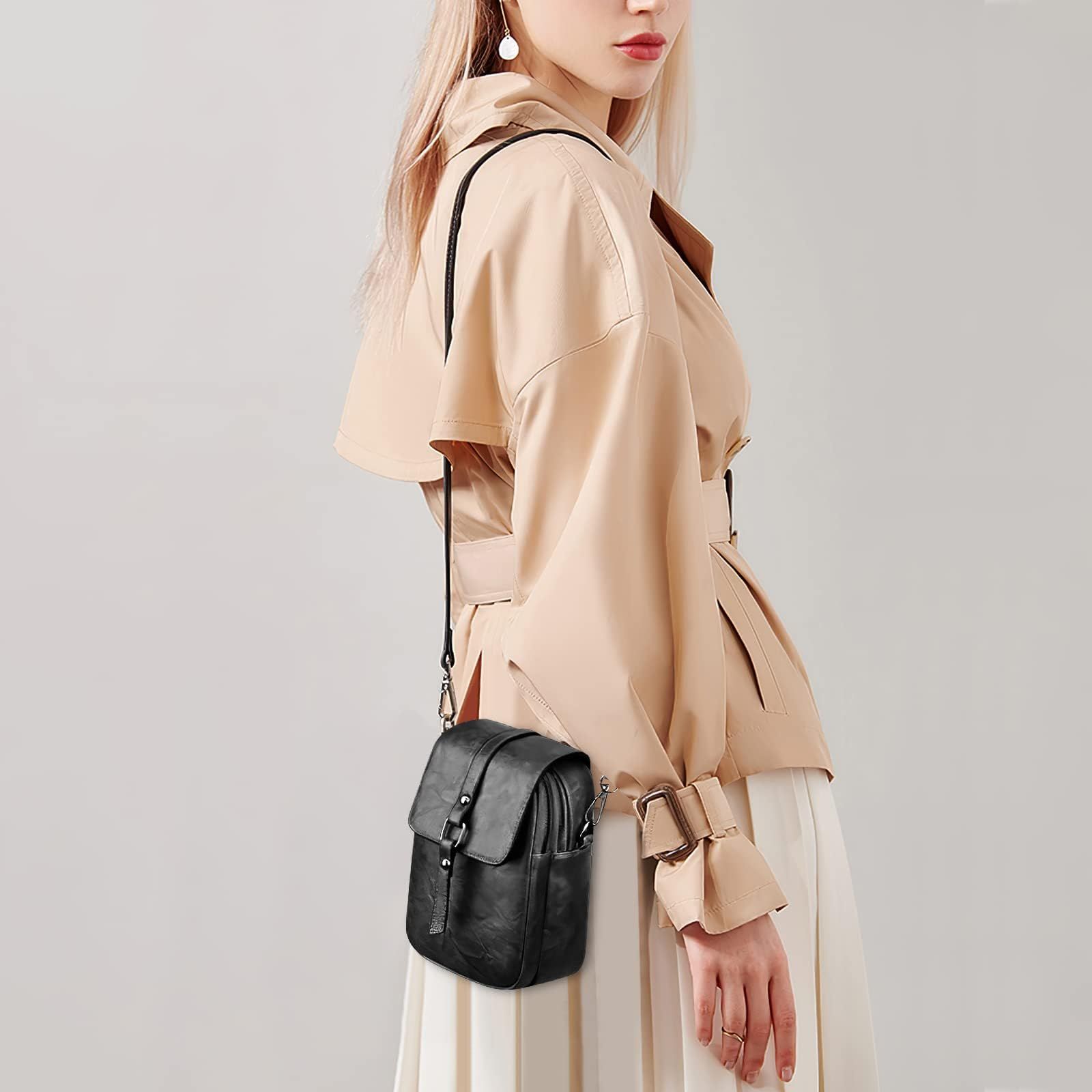 Small PU Leather Phone Purse for Women Crossbody Bags Cute Tote Handbag Multi-pockets Shoulder Bags — image 5