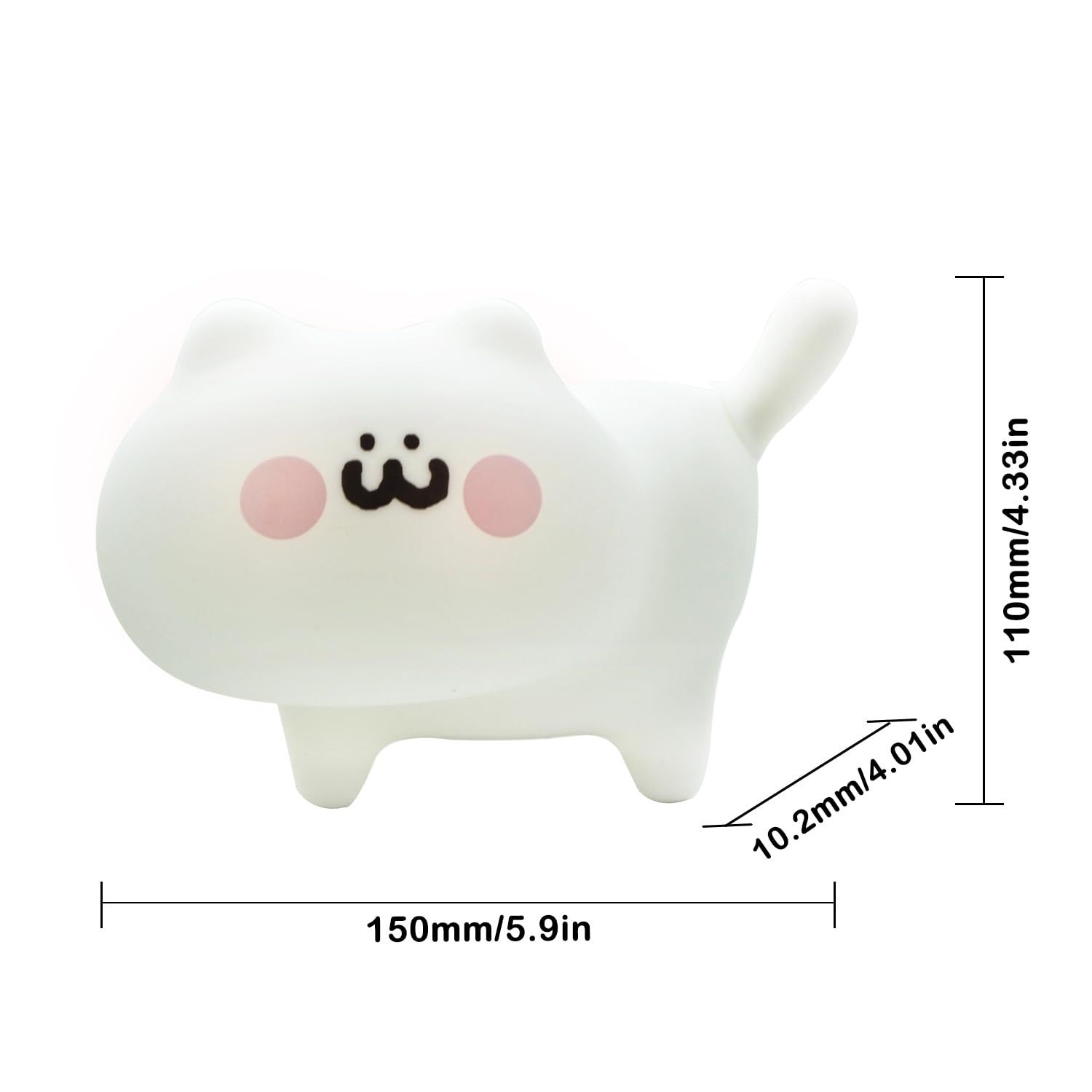 LED Nursery Night Lights for Kids, Animal Cat Silicone Night Light with Touch Sensor, Warm White Portable and Rechargeable Sleep — image 4
