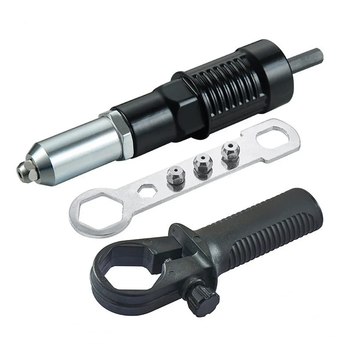 Electric Rivet Nut Gun Adapter Cordless Drill Tool Kit with 4 Nozzles Durable โ image 2