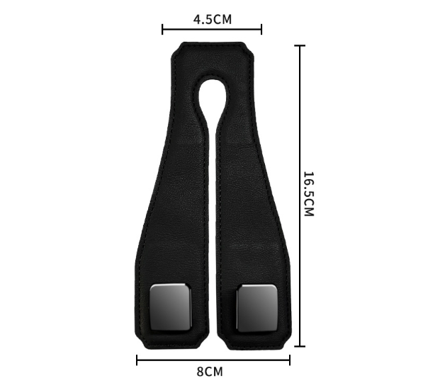 Black Heavy Duty Car Headrest Hooks (Set of 4 Units) - PU Leather Seat Back Organizer Hangers โ image 5