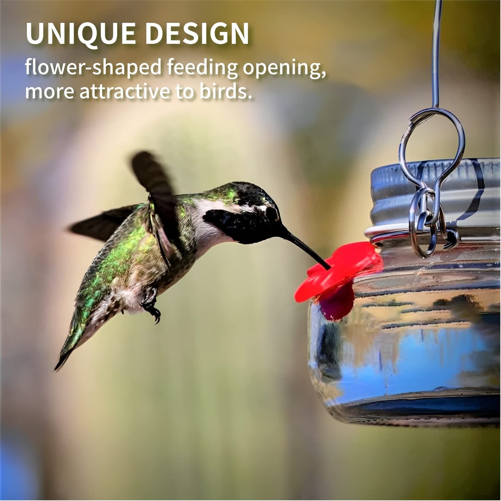Hummingbird Feeder for Outdoors Hanging Plastic Solar Powered Bird Feeder Outside for Garden Backyard (A) — image 5