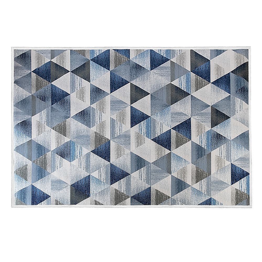 200x300cm Large Floor Blue Triangle Rug – Modern Area Carpet for Bedroom & Lounge — image 2