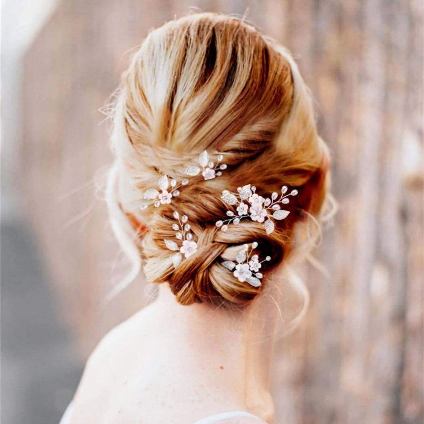 5Pcs Peal Flower Hair Pins Pearl Bridal Hair Pins Silver Wedding Hair Piece Wedding Hair Accessories Hair Flowers for Women Girls — image 4