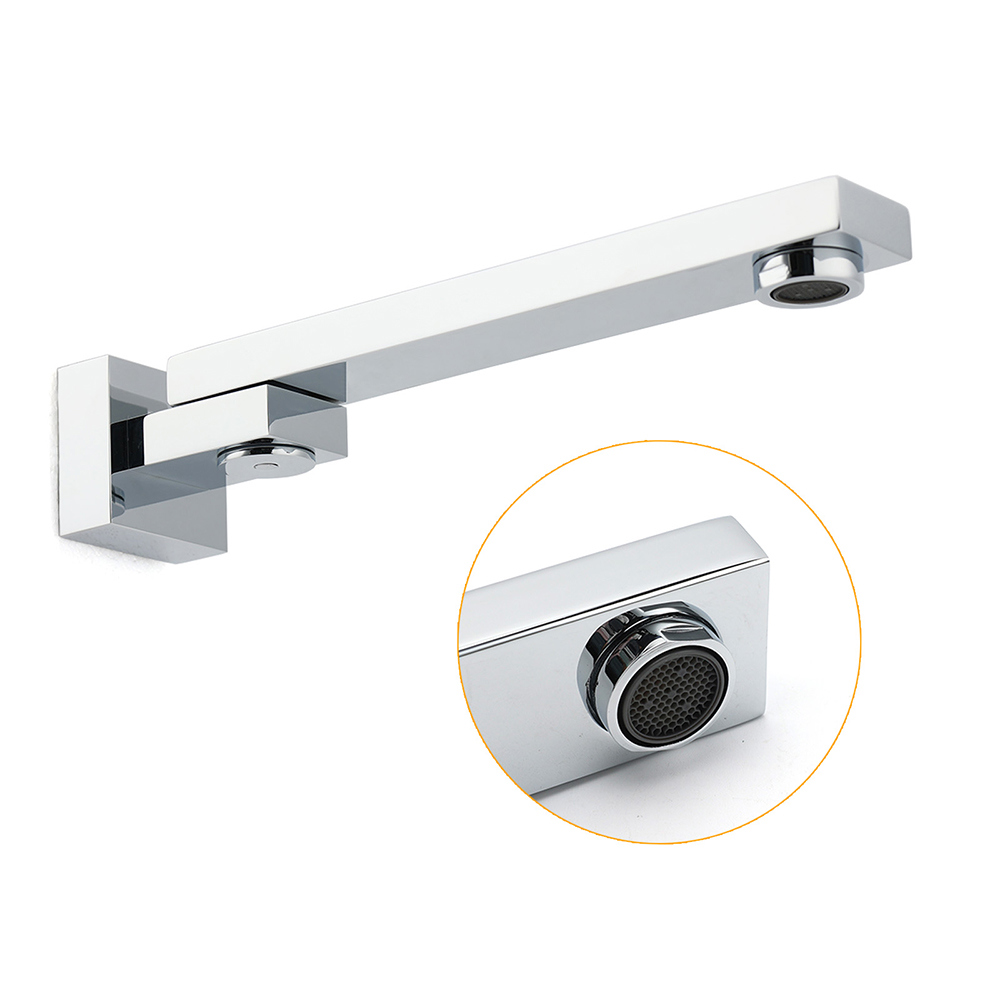 Chrome Square Stainless Steel Shower Bathtub Water Spout Faucet Outlet Tap 180° Swivel Set — image 3