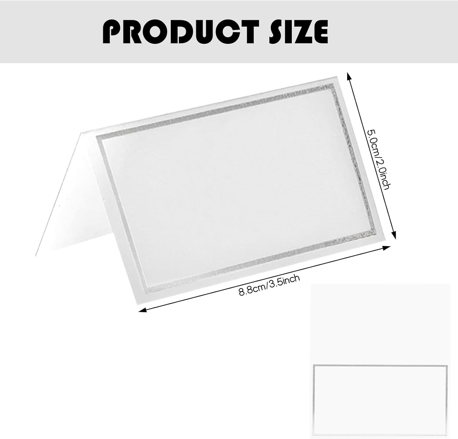50 silver-edged table decorations reception seating place cards - rectangular plate cards for wedding dinner — image 2