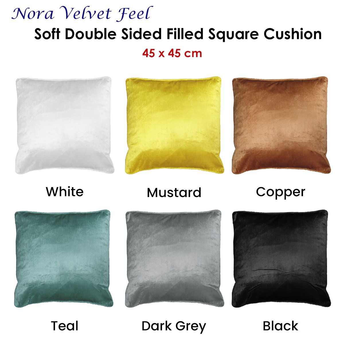 Nora Double Sided Filled Cushion Square - 45cm x 45cm Black — image 2