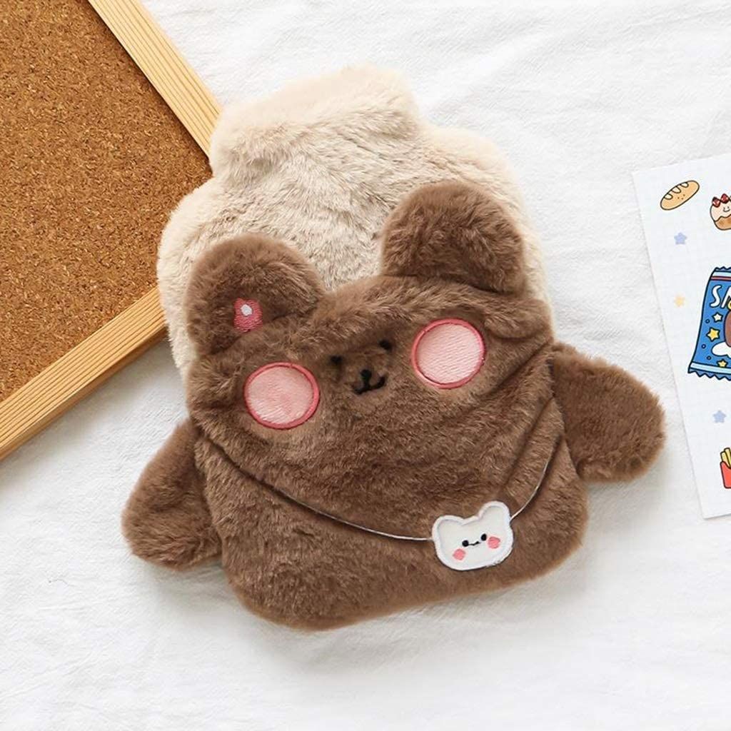 Cartoon Hot Water Bottle with Cute Plush Cover Water Injection Hot Water Bag Anti-scalding Portable Hand Warmer Gift for Girls — image 2