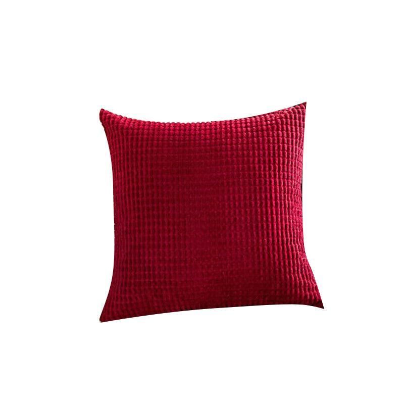 45 × 45 Plain Solid Colour Cushion Cover Decorative Pillow Case Home Multicoloured - Red