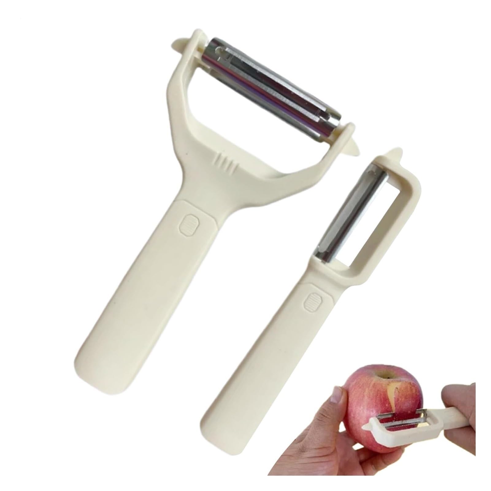 2 Pack Stainless Steel Vegetable Peelers, Y Peeler Set for Potatoes, Carrots, Cucumbers, Fruit and Asparagus, Beige