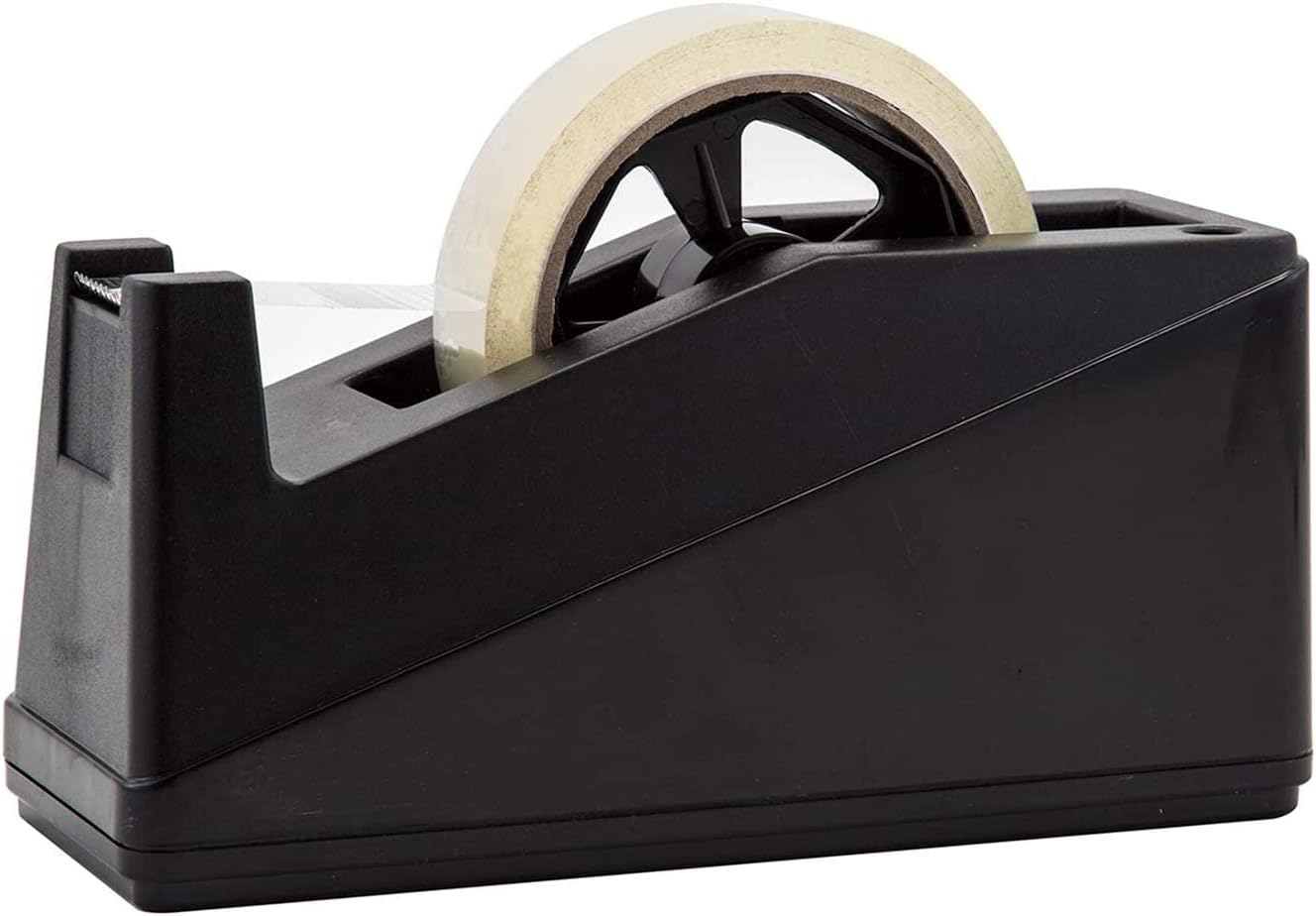 Desktop Tape Dispenser Adhesive Roll Holder (Fits 1" & 3" Core) Heavy Duty Premium for Office, Home, School, Library, Crafts, Moving, Giftwrapping with