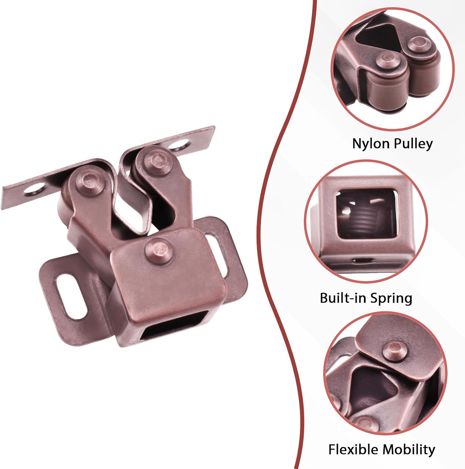8 Pcs Cabinet Latch Double Roller Catch, Catch Hardware for Cupboard Closet Cabinet Door Latches and Catches, Cold Rolled Steel Cabinet Latches with Spear โ image 3