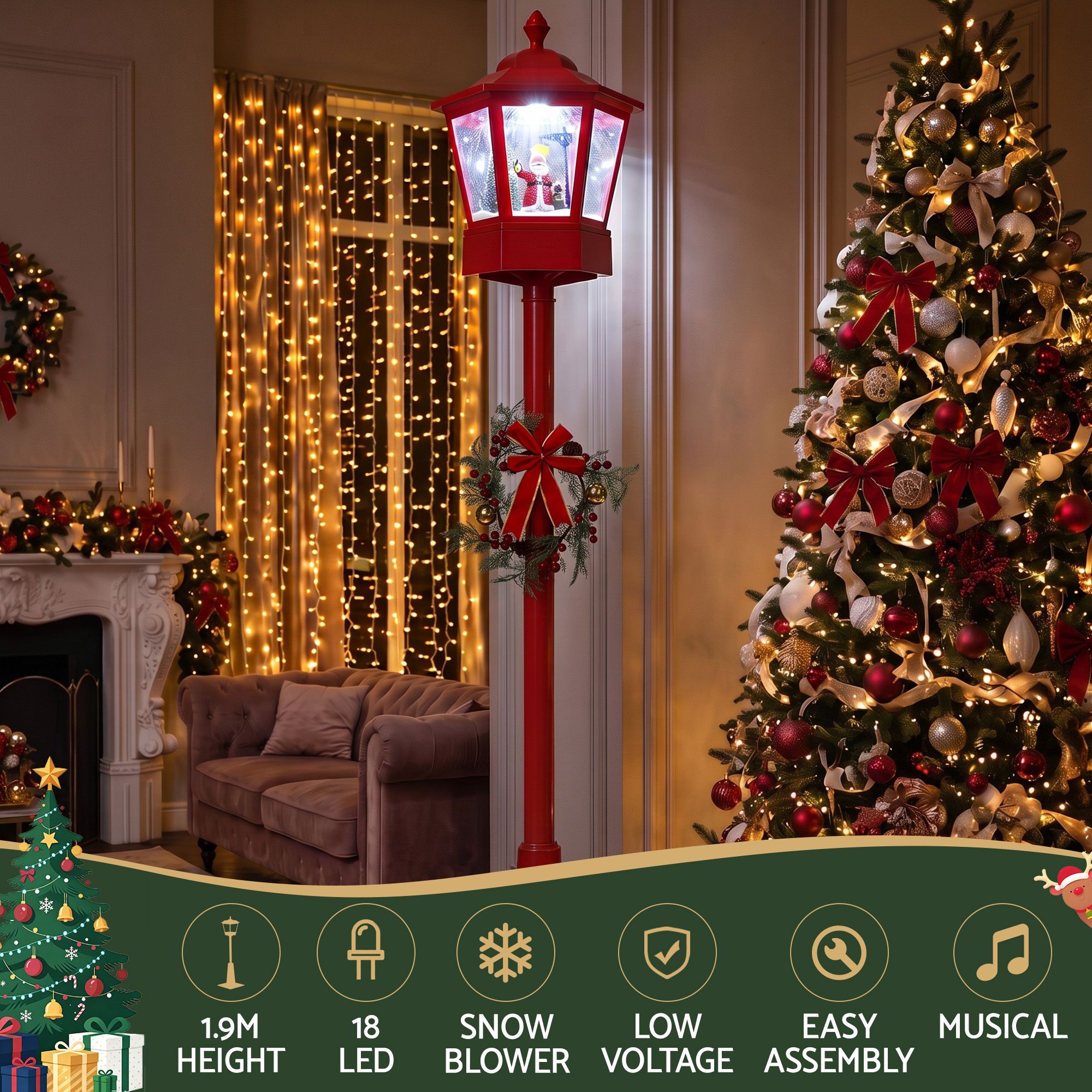 1.8M Christmas Lights Post Lamp LED Outdoor Decorations Jingle Jollys โ image 5