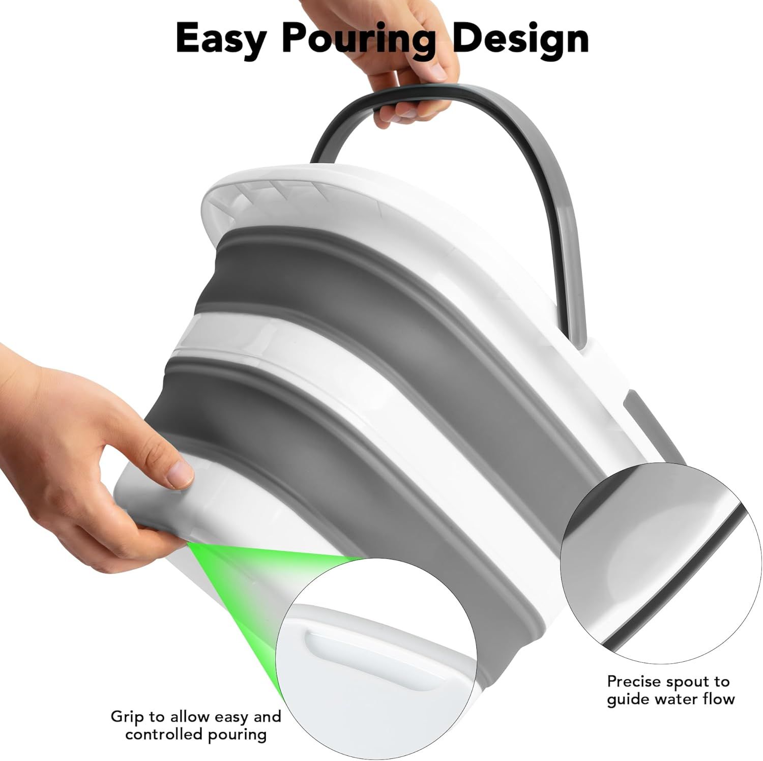 16 L Collapsible Mop Bucket, Foldable Plastic Cleaning Tub with Handle for Laundry, Car Washing, Camping, Fishing and Home Storage โ image 3