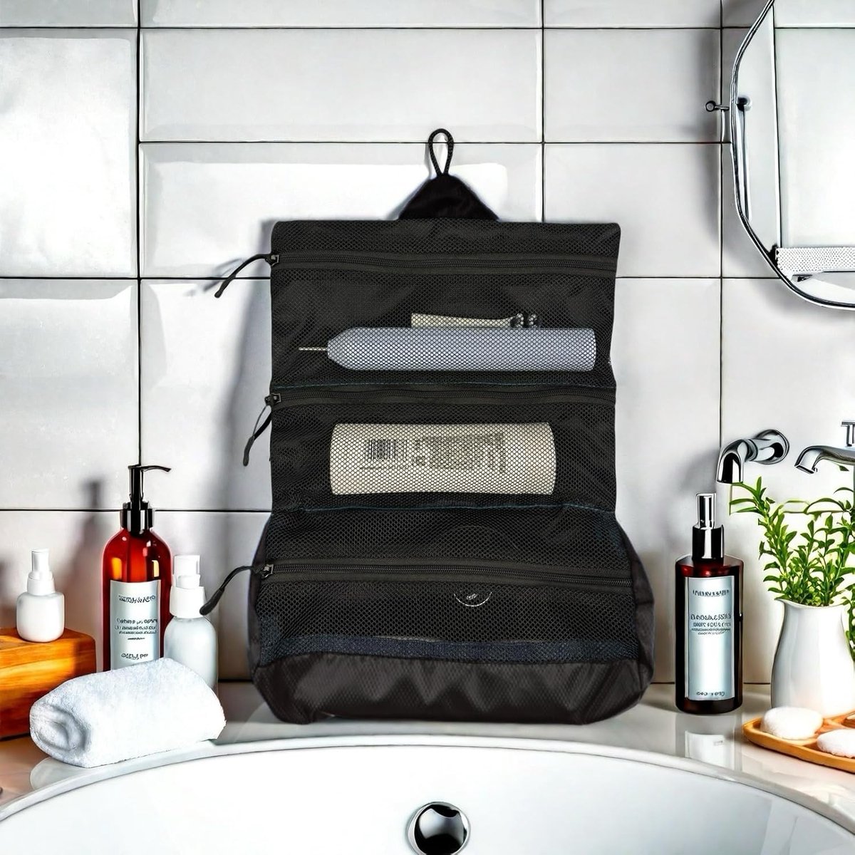 Men's travel toiletry bag - Hanging toiletry bag with waterproof shaver organizer - Makeup and travel essentials container with multiple compartments - Outdoor — image 5