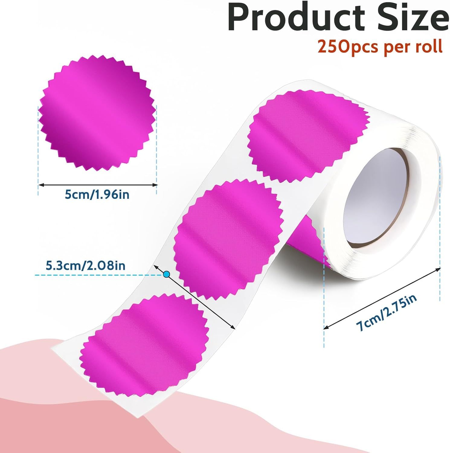Embossing Stickers 2" Round Labels Purple Foil Blank Stickers Metallic Seals for Package, Graduation, Wedding Envelope, Certificate Wafer Seals with Serrated โ image 3