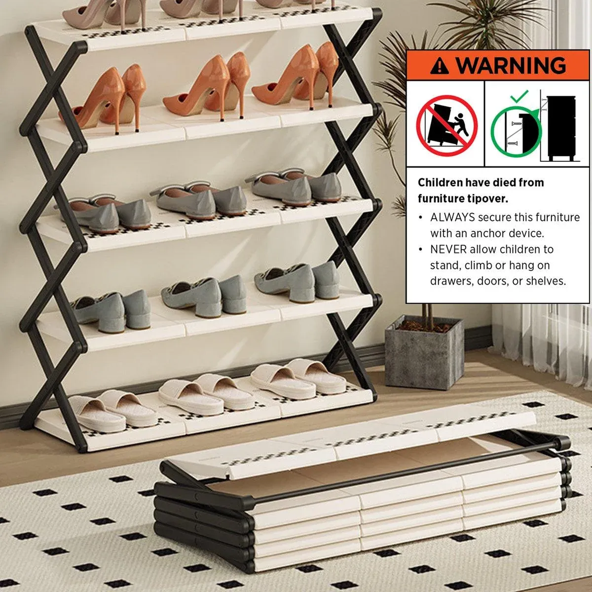 5 Tier Folding Shoe Rack Simple Shoe Storage Organizer for Home and Closet Use — image 6