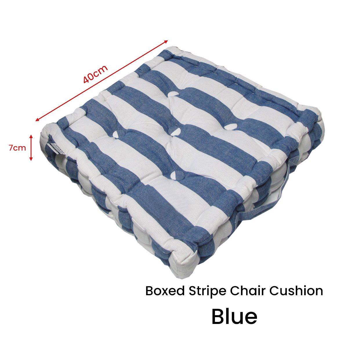 Rans Boxed Stripe Chair Cushion Pad 40 x 40 + 7 cm Blue — image 3