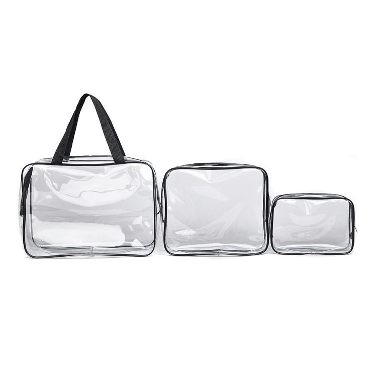 HDWISS PVC Transparent Cosmetic Bag Travel Storage Cube Black Large size 30*22*10 โ image 6